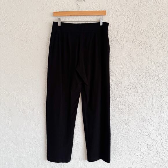 Eileen Fisher Elastic Waist Straight Leg Black Pants - Picture 5 of 6